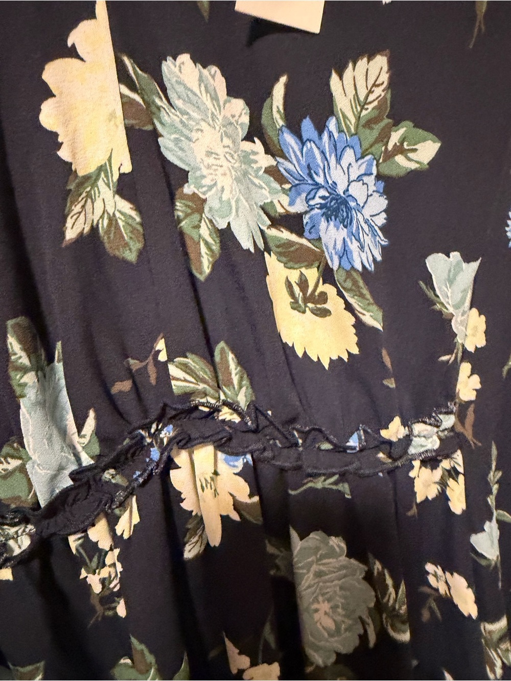 Anne Taylor Navy Blue Floral Sleeveless Dress - Picture 3 of 4